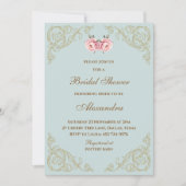 ピンクフラワーズロココヴィンテージ牡丹ブライダルシャワー 招待状 (正面)