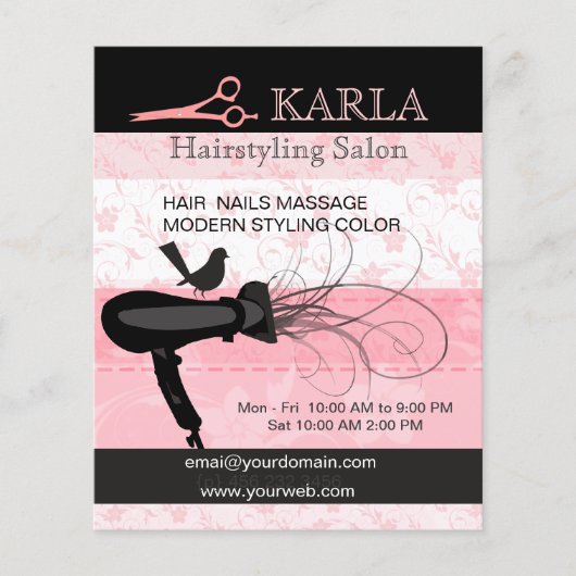 ピンクフラワーズ美しいサロンドライヤー美容師 チラシ (正面)