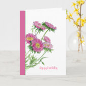 ピンクフラワーズ誕生日カード カード (黄色い花)
