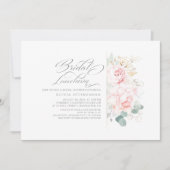 ピンクフラワーズ金ゴールドグリーンブライダルシャワー昼食会 招待状 (正面)