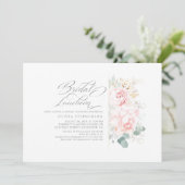 ピンクフラワーズ金ゴールドグリーンブライダルシャワー昼食会 招待状 (スタンド正面)