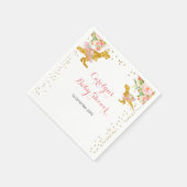 ピンクフラワーディノガールベビーシャワーナプキン スタンダードカクテルナプキン (角)