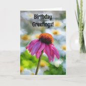 ピンクフラワーデイジーフラワー誕生日カード カード (正面)