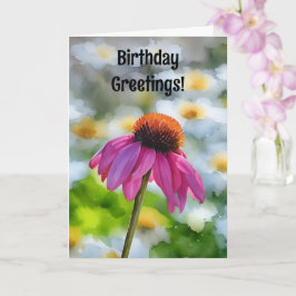 ピンクフラワーデイジーフラワー誕生日カード カード