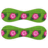 ピンクフラワーナチュラルグリーンズデザイナークロシェプリント ソフトボール (パネル)