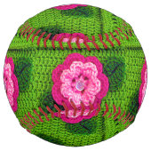 ピンクフラワーナチュラルグリーンズデザイナークロシェプリント ソフトボール (正面)