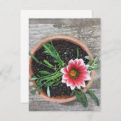 ピンクフラワーノートカード 招待状 (正面/裏面)