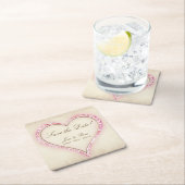 ピンクフラワーハート保存日 スクエアペーパーコースター (インサイチュ)