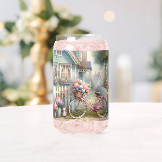 ピンクフラワーバイクアットブルーコテージゲート ガラス缶 (インサイチュ (ウェディング))