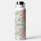 ピンクフラワーバラガーデンブーケパターン ウォーターボトル (背面)