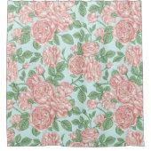 ピンクフラワーバラガーデンブーケパターン シャワーカーテン (正面)