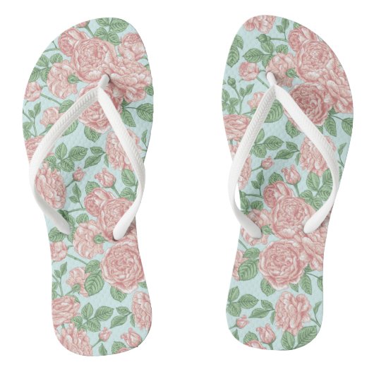 ピンクフラワーバラガーデンブーケパターン ビーチサンダル (ソール)