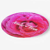 ピンクフラワーバラ結婚ズのカスタム紙プレート ペーパープレート (アングル)