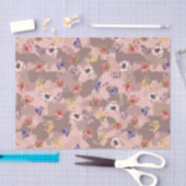 ピンクフラワーバラ金ゴールド迷彩柄迷彩 薄葉紙 (クラフト)