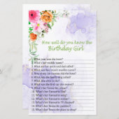 ピンクフラワーバースデーガールをどれだけ知っているか (正面/裏面)