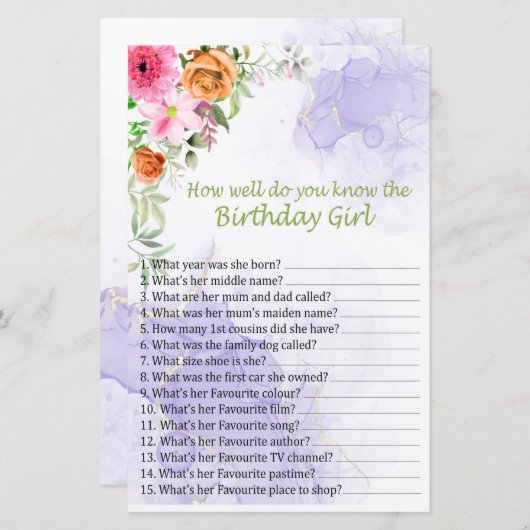 ピンクフラワーバースデーガールをどれだけ知っているか (正面/裏面)