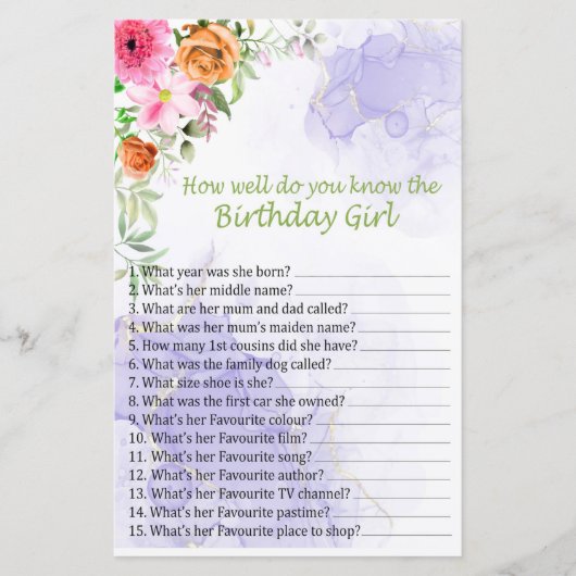 ピンクフラワーバースデーガールをどれだけ知っているか (正面)