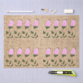 ピンクフラワーバードオンバーラップティッシュペーパー 薄葉紙 (クラフト)