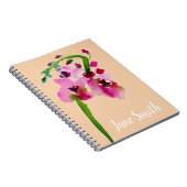 ピンクフラワーバーバスカムフローラ赤面アート ノートブック (右側)
