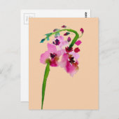 ピンクフラワーバーバスカムフローラ赤面アート ポストカード (正面/裏面)