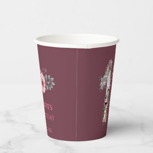 ピンクフラワービッグ18誕生日ガールフォトコラージュ 紙コップ (右)