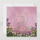 ピンクフラワーフィールド任意の数の誕生日テンプレート 招待状 (裏面)