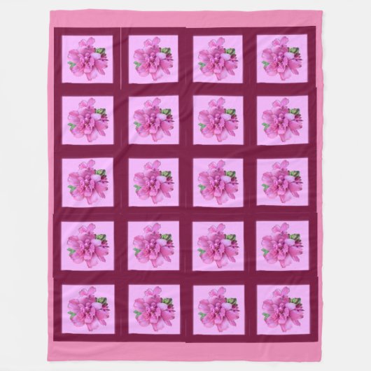 ピンクフラワーフリースブランケット フリースブランケット (正面)