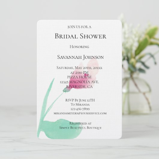 ピンクフラワーブライダルシャワー 招待状 (スタンド正面)