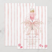 ピンクフラワーブライダルシャンパン Petals+Prosecco  招待状 (正面/裏面)
