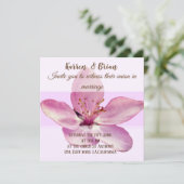 ピンクフラワーブロッサムカスタムウェディング招待状 招待状 (スタンド正面)