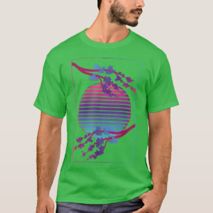 ピンクフラワーブロッサムジャパン桜VAPORWAVEさくらんぼ Tシャツ