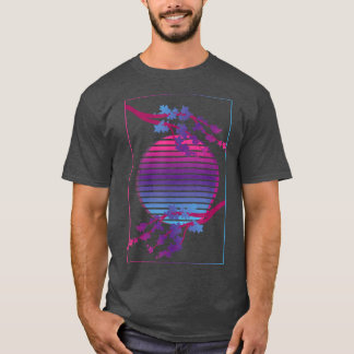 ピンクフラワーブロッサムジャパン桜VAPORWAVEさくらんぼ Tシャツ