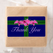 ピンクフラワーブーケありがとうステッカー – ラベル (インサイチュ)