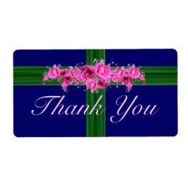 ピンクフラワーブーケありがとうステッカー – ラベル