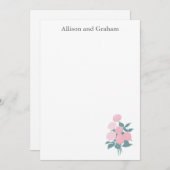 ピンクフラワーブーケスケッチ パーソナライズされた ノートカード (正面/裏面)