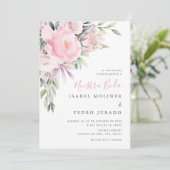 ピンクフラワーブーケヌエストラボダスペインの結婚ズ 招待状 (スタンド正面)