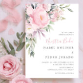 ピンクフラワーブーケヌエストラボダスペインの結婚ズ 招待状