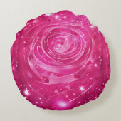 ピンクフラワープリントラウンドピロー。 ラウンドクッション (裏面)