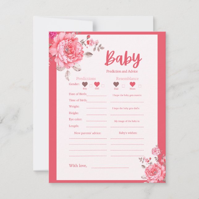 ピンクフラワーベビーシャワー予報及びアドバイスゲーム (正面)