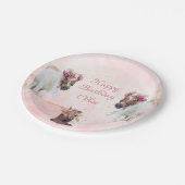 ピンクフラワーホース誕生日紙プレート ペーパープレート (アングル)