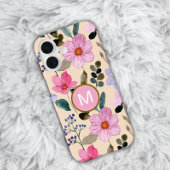 ピンクフラワーボホモノグラムiPhoneケース Case-Mate iPhoneケース