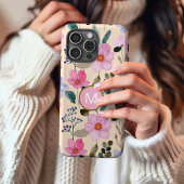 ピンクフラワーボホモノグラムiPhoneケース Case-Mate iPhoneケース