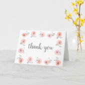 ピンクフラワーボーダーサンキュー カード (黄色い花)