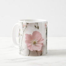 ピンクフラワーマグカップ|上品なボタニカルコーヒー