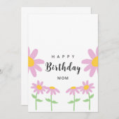 ピンクフラワーママ誕生日カード サンキューカード (正面/裏面)