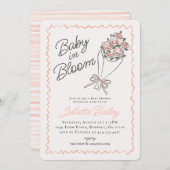 ピンクフラワーマーケットファームベビーシャワー招待状 招待状 (正面/裏面)