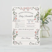 ピンクフラワーマーケットフレッシュフローラアドバイスベビー 招待状 (スタンド正面)