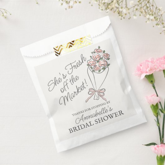 ピンクフラワーマーケットフレッシュフローラブライダルシャワー フェイバーバッグ (封をした状態)