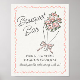 ピンクフラワーマーケットフレッシュフローラブーケバーサイン ポスター