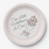 ピンクフラワーマーケットフレッシュフローラ誕生日パーティー ペーパープレート (正面)